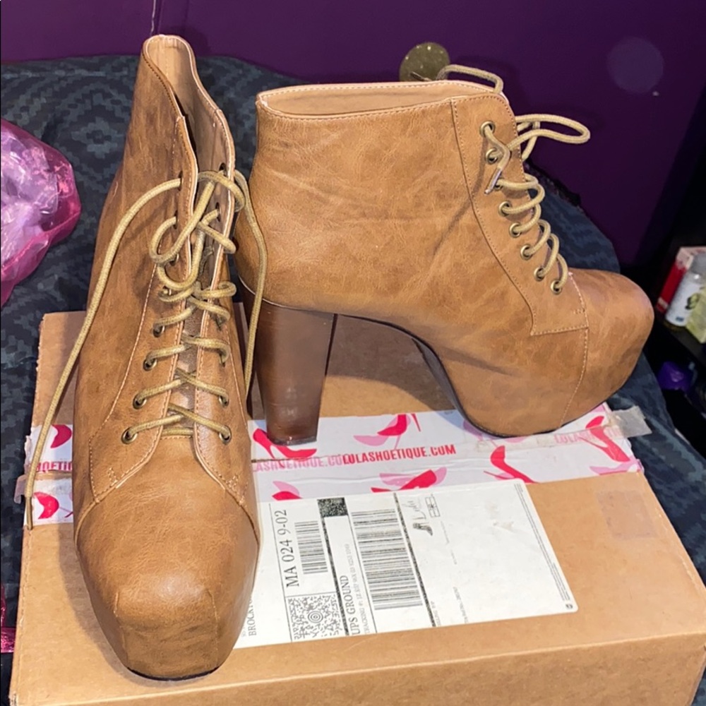 Lace up platform booties